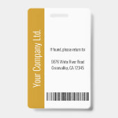 Badge Personalized Corporate Employee ID Mustard Yellow (Arrière)