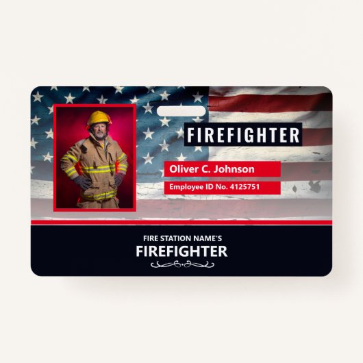 Badge Personalized Employee ID Card - Photo, Barcode, (Devant)