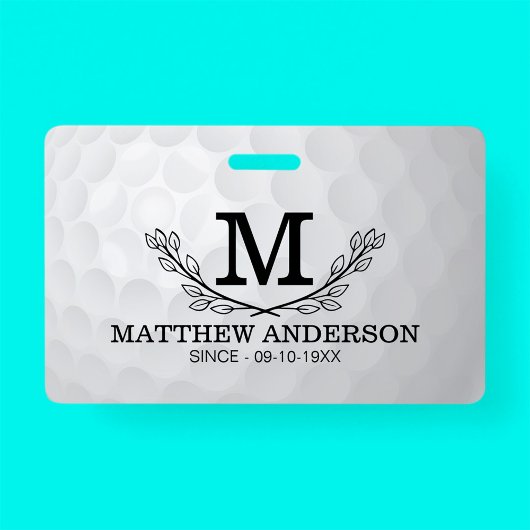Badge Personalized Golf Ball Pattern Name Monogram Age
