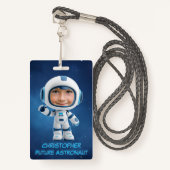 Badge Personalized Kids Astronaut Emergency Contact (Devant avec lanière)
