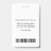 Badge Personalized Professional Employee ID Photo (Arrière)