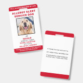 Badge Personalized Service Dog Allergy Alert Dog Photo (Avant & arrière)