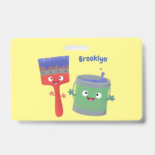 Badge Personnages de peinture et de pinceau mignons