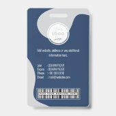 Badge Personnalisable Code-barres Nom du logo Personnel (Arrière)