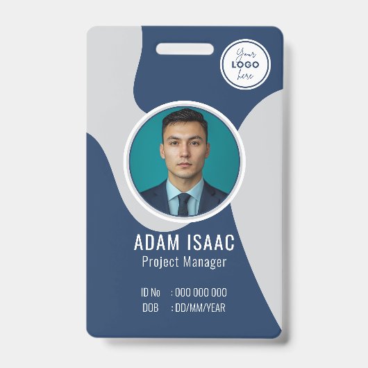 Badge Personnalisable Code-barres Nom du logo Personnel (Avant)