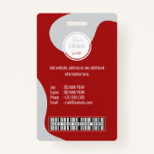 Badge Personnalisable Code-barres Nom du logo Personnel  (Dos)