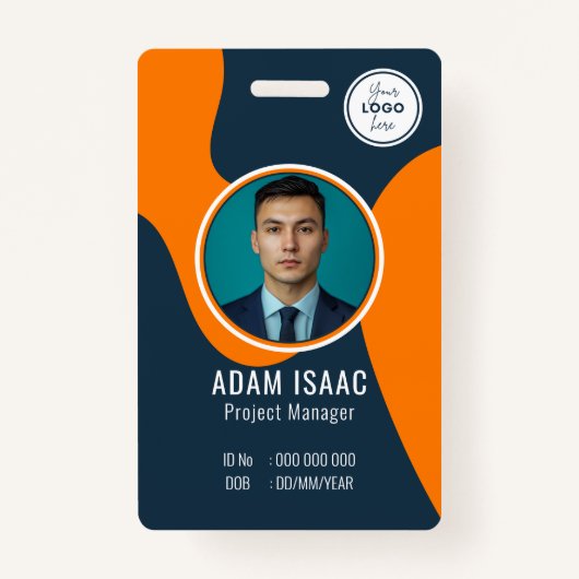 Badge Personnalisable Code-barres Nom du logo Personnel  (Devant)