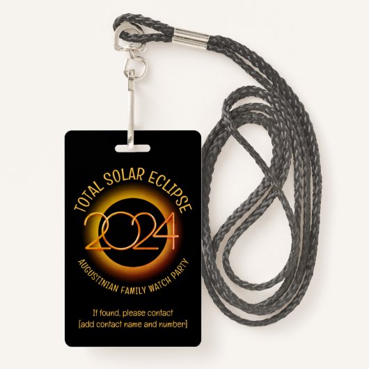 Badge Personnalisé 2024 TOTAL SOLAR ECLIPSE Lost Child G (Devant avec lanière)