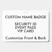 Badge personnalisé 4" x 6" avec nom, modèle de car (Arrière)