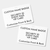 Badge personnalisé 4" x 6" avec nom, modèle de car (Avant & arrière)