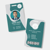 Badge personnalisé avec code-barres au nom du pers (Avant & arrière)