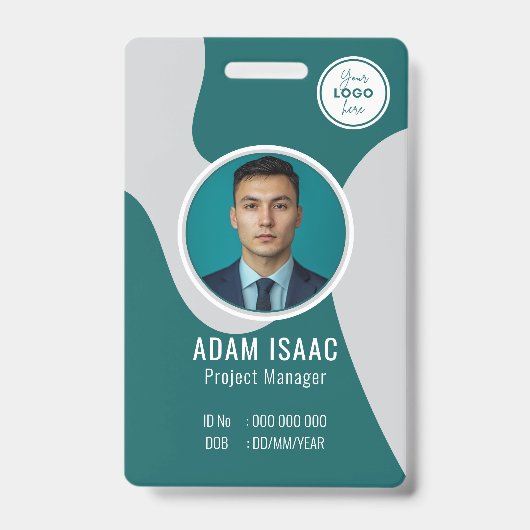 Badge personnalisé avec code-barres au nom du pers (Avant)