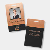 Badge personnalisé avec code-barres et logo d'entr (Avant & arrière)