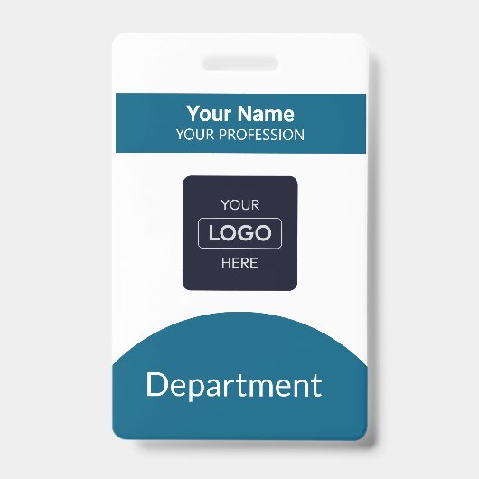 Badge personnalisé avec code-barres et logo d'entr (Avant)