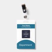 Badge personnalisé avec code-barres et logo d'entr (Avant avec clip)