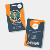 Badge personnalisé avec code-barres et nom du pers (Avant & arrière)