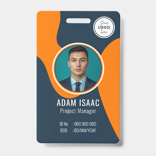 Badge personnalisé avec code-barres et nom du pers (Avant)