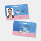 Badge personnalisé avec photo, code-barres, logo, (Avant & arrière)