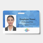 Badge personnalisé avec photo, code-barres, logo, (Face)