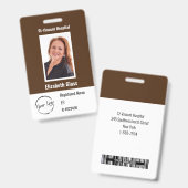 Badge personnalisé avec photo de l'employé, code-b (Avant & arrière)