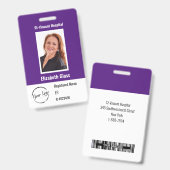 Badge personnalisé avec photo de l'employé, code-b (Avant & arrière)