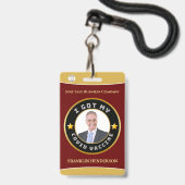 Badge personnalisé avec photo de l'employé et logo (Arrière avec lanière)