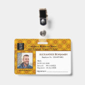 Badge personnalisé avec photo de l'employé, logo e (Avant avec clip)