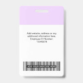 Badge personnalisé avec photo d'employé, code-barr (Arrière)