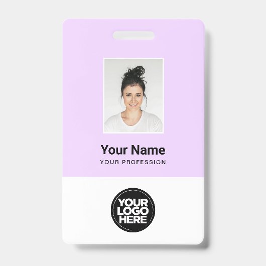 Badge personnalisé avec photo d'employé, code-barr (Avant)