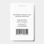 Badge personnalisé avec photo et code-barres pour (Arrière)
