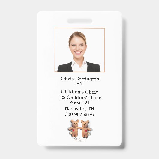 Badge personnalisé avec photo et code-barres pour (Avant)