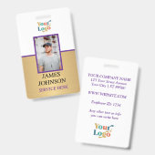 Badge personnalisé avec photo et logo de l'employé (Avant & arrière)