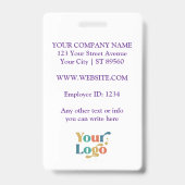 Badge personnalisé avec photo et logo de l'employé (Arrière)