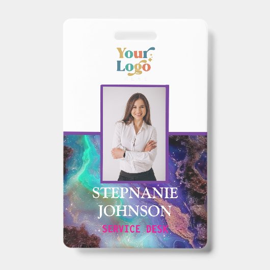Badge personnalisé avec photo et logo de l'employé (Avant)