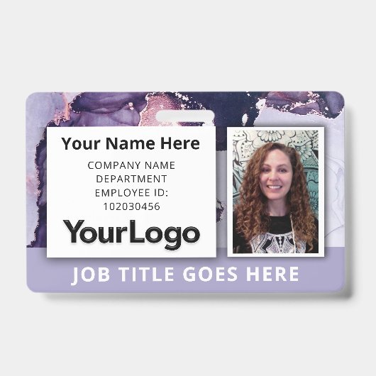Badge personnalisé avec photo et nom de l'employé (Avant)