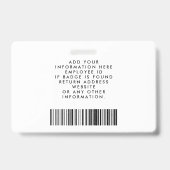Badge personnalisé avec photo, logo, code-barres e (Arrière)