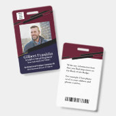 Badge personnalisé avec photo, logo, nom, code-bar (Avant & arrière)