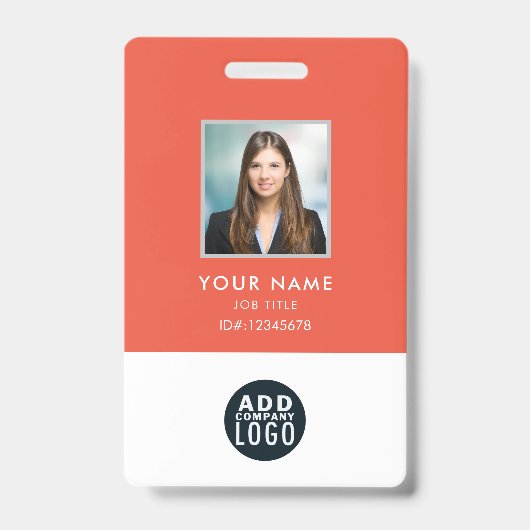 Badge personnalisé avec photo, nom, code-barres et (Avant)