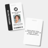 Badge personnalisé avec photo, nom, code-barres et (Avant & arrière)