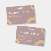 Badge personnalisé Boho Rainbow Hall Pass (Front & Back)