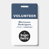 Badge Personnalisé Code-Barres Logo Bleu Étiquette (Avant)