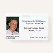 Badge personnalisé de l'employé photo (Devant)