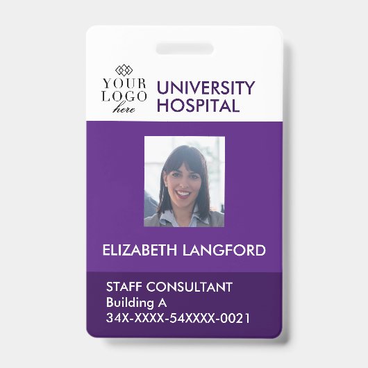 Badge personnalisé de l'employé| Photo, logo et co (Face)