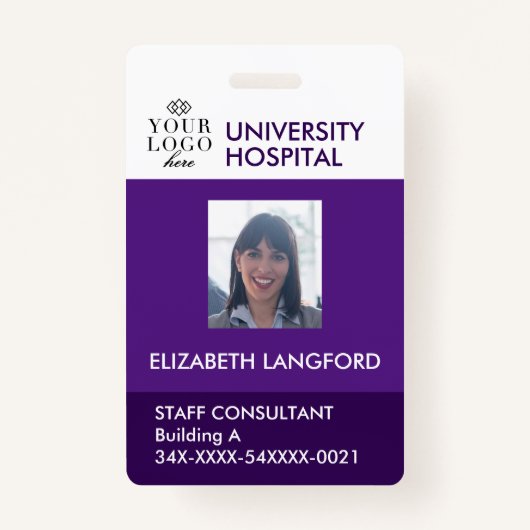 Badge personnalisé de l'employé| Photo, logo et co (Devant)