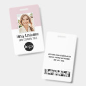 Badge personnalisé d'employé - Photo, code-barres, (Avant & arrière)