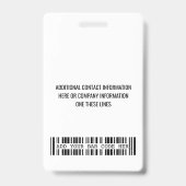 Badge personnalisé d'employé - Photo, code-barres, (Arrière)