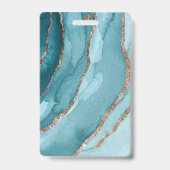 Badge personnalisé en marbre bleu sarcelle or doré (Arrière)