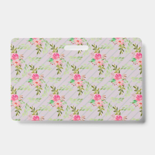 Badge Personnalisé Fleurs et Feuilles (Avant)