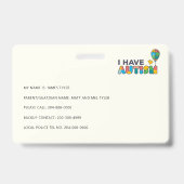 Badge Personnalisé J'ai l'autisme (Arrière)