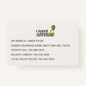 Badge Personnalisé j'ai l'ID d'autisme (Dos)